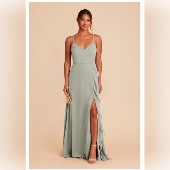 Birdy Grey Theresa Chiffon Bridesmaid Dress - Sage Green, Worn Once - Picture 1 of 11